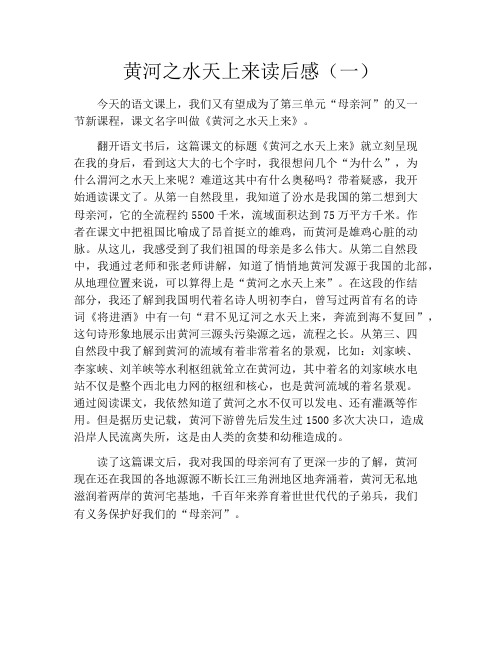 黄河之水天上来读后感(一)