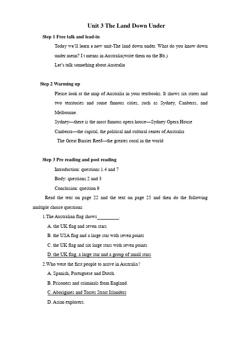 Unit 3 The Land Down Under教案