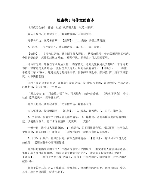杜甫关于写作文的古诗