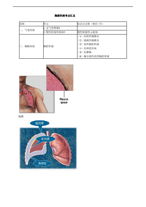 胸腔积液考点汇总