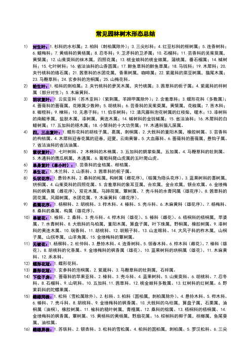 常见园林树木形态总结