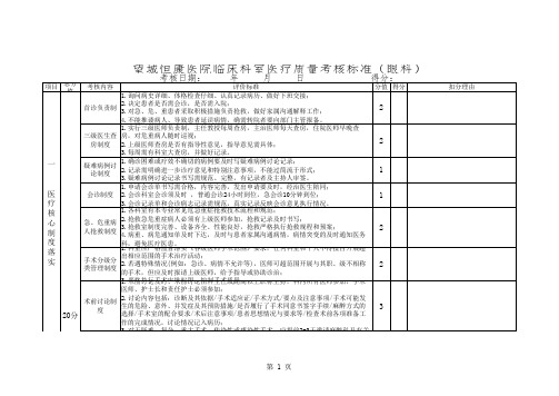 医院临床科室医疗质量考核标准(眼科)