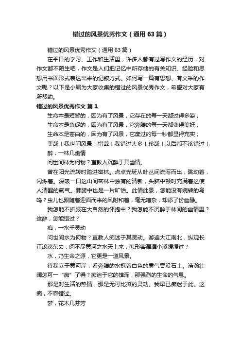 错过的风景优秀作文（通用63篇）