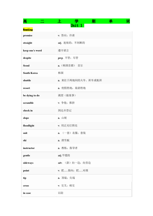 上海牛津高二单词上下册