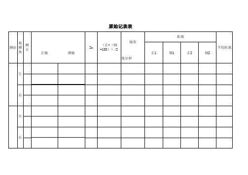 测回法测角记录表格(正算)