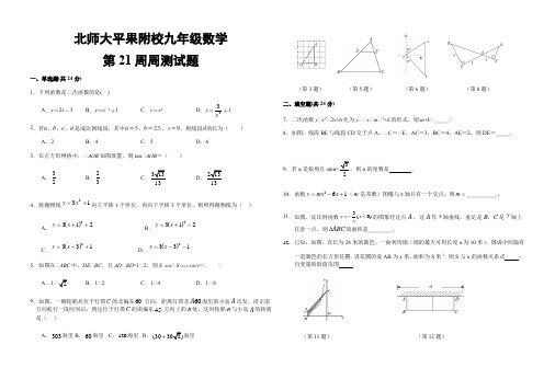 北师大广西平果附校2020--2021上学期九年级数学第21周周测试题(含答案)