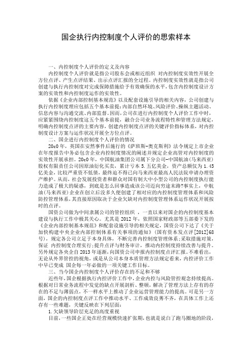国企执行内控制度个人评价的思索样本