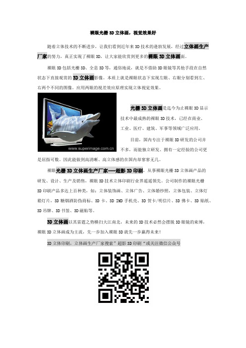 裸眼光栅3D立体画,视觉效果好
