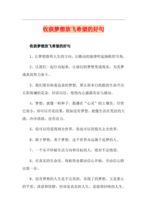 收获梦想放飞希望的好句
