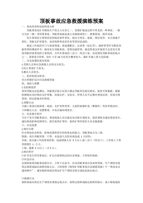 局部冒顶事故应急救援预案