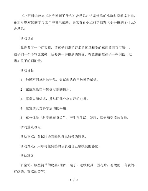 幼儿园小班科学教案《小手摸到了什么》含反思