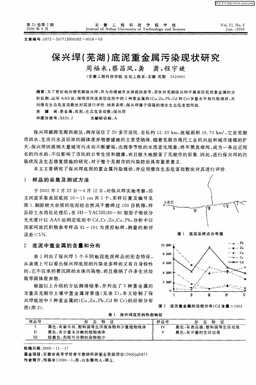 保兴垾(芜湖)底泥重金属污染现状研究