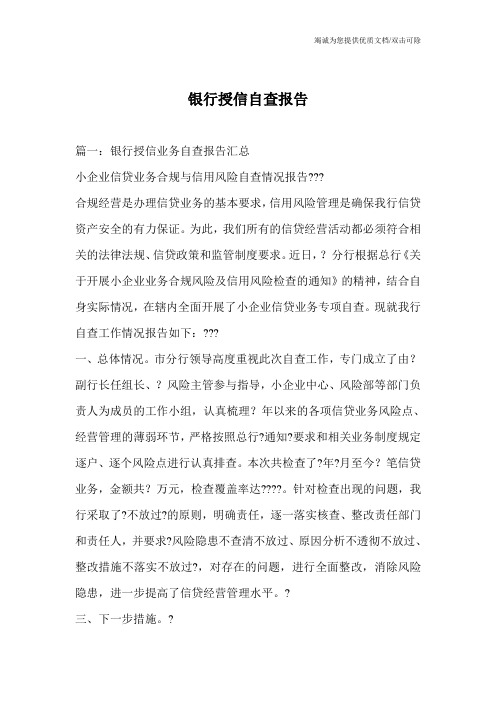 银行授信自查报告