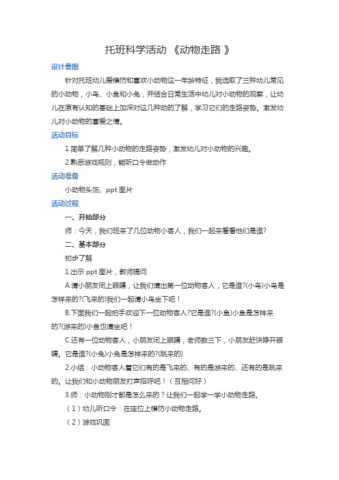 托班科学活动 《动物走路 》