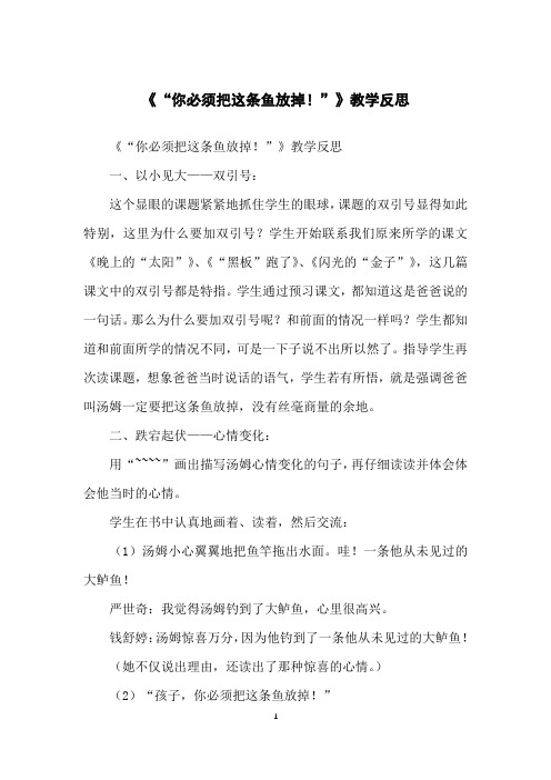 《“你必须把这条鱼放掉!”》教学反思