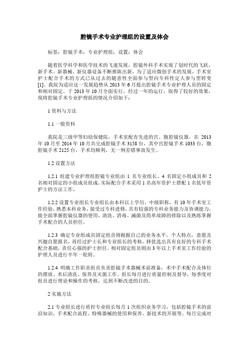 腔镜手术专业护理组的设置及体会