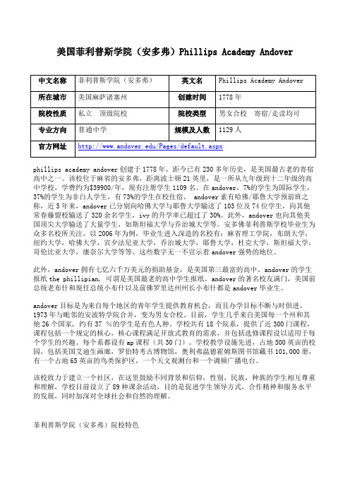 【美高网】美国菲利普斯学院(安多弗)Phillips Academy Andover
