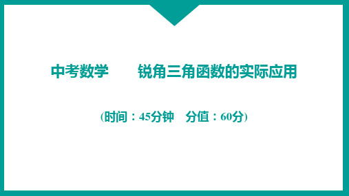 中考数学  锐角三角函数的实际应用