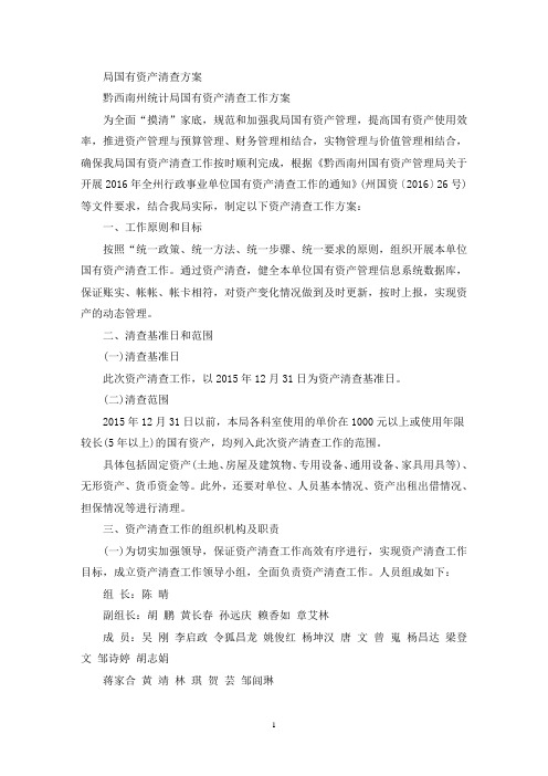 最新局国有资产清查方案