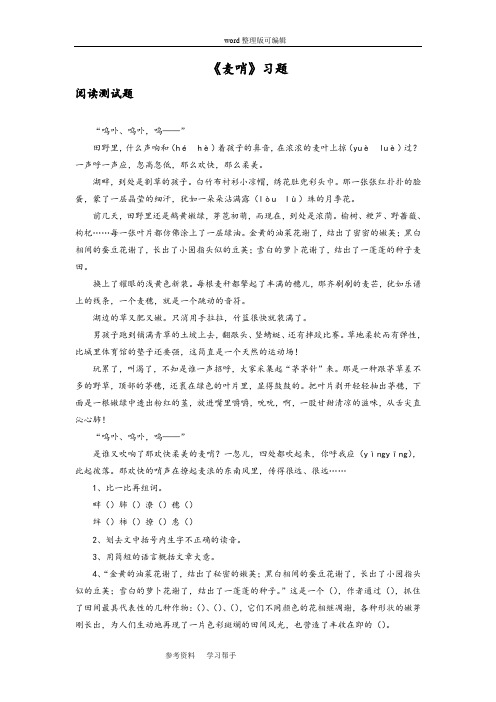 语文人教四年级下册《麦哨》习题2
