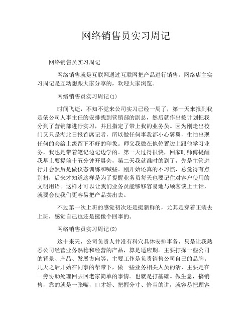 网络销售员实习周记