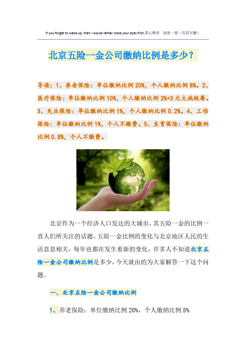 北京五险一金公司缴纳比例是多少？
