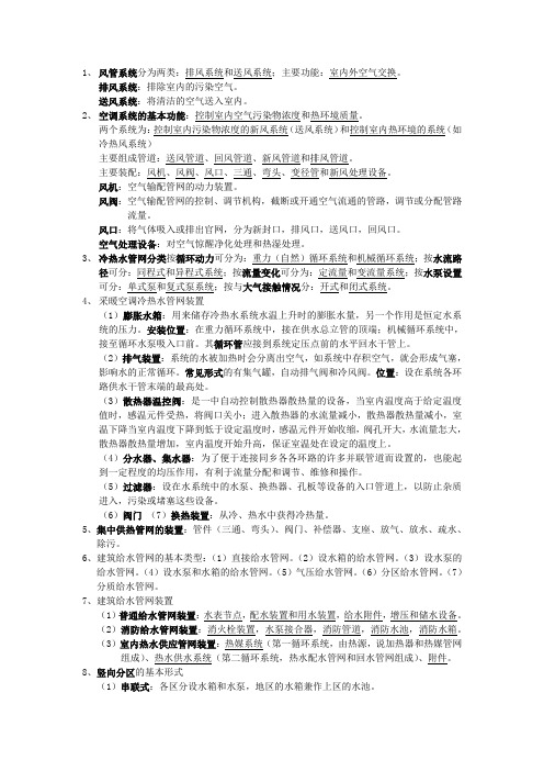 流体输配管网知识点总结(电子版)