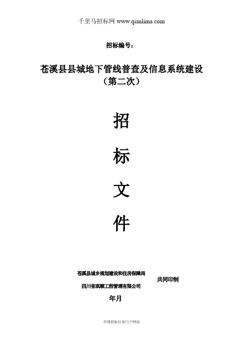 城乡规划建设和住房保障局县城地下管线普查及信息系统建招投标书范本