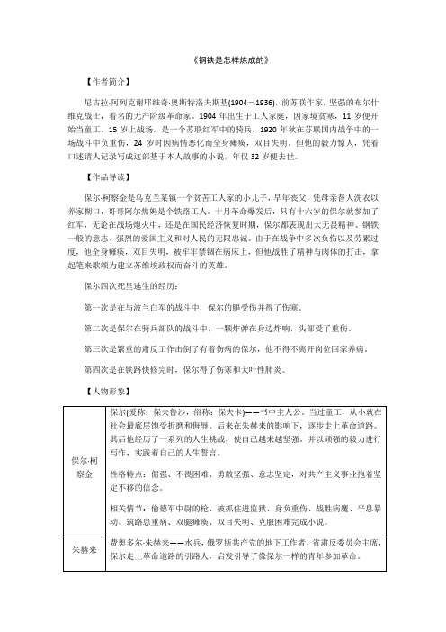 名著导读《钢铁是怎样炼成的》优秀教学设计