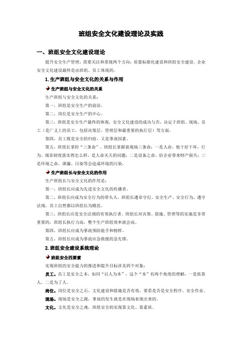 班组安全文化建设理论及实践