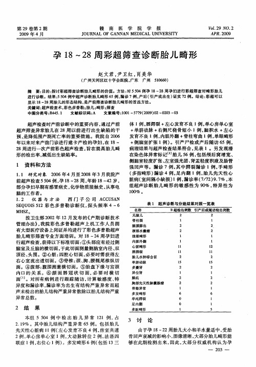 孕18～28周彩超筛查诊断胎儿畸形