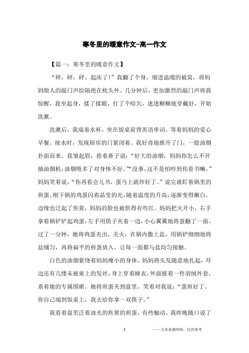 寒冬里的暖意作文-高一作文
