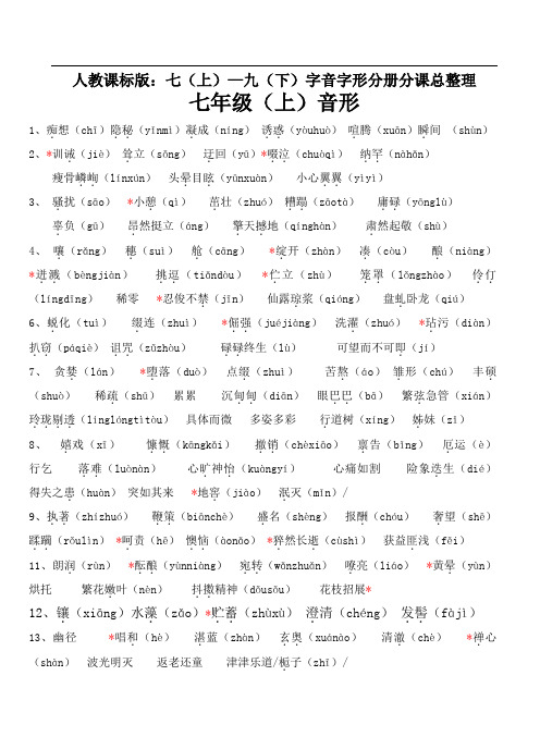 中考字音字形大全(人教版)