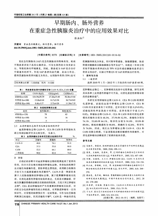 早期肠内、肠外营养在重症急性胰腺炎治疗中的应用效果对比