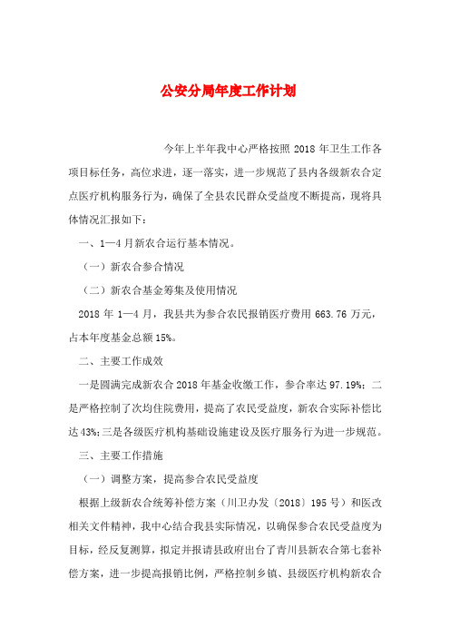 2019年整理公安分局年度工作计划