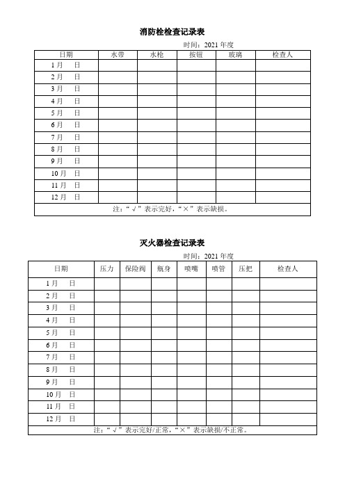 消防栓灭火器检查记录表实用文档