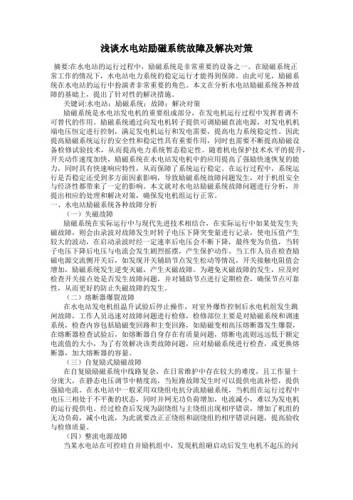 浅谈水电站励磁系统故障及解决对策