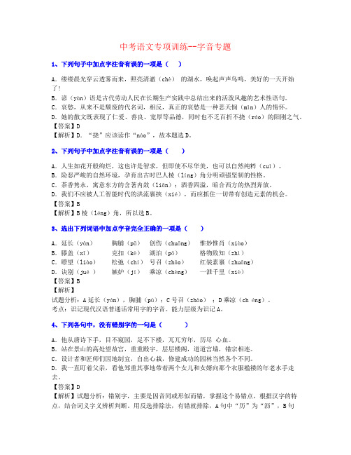 【合力打造】2021年河南中考语文字音-训练重点资料