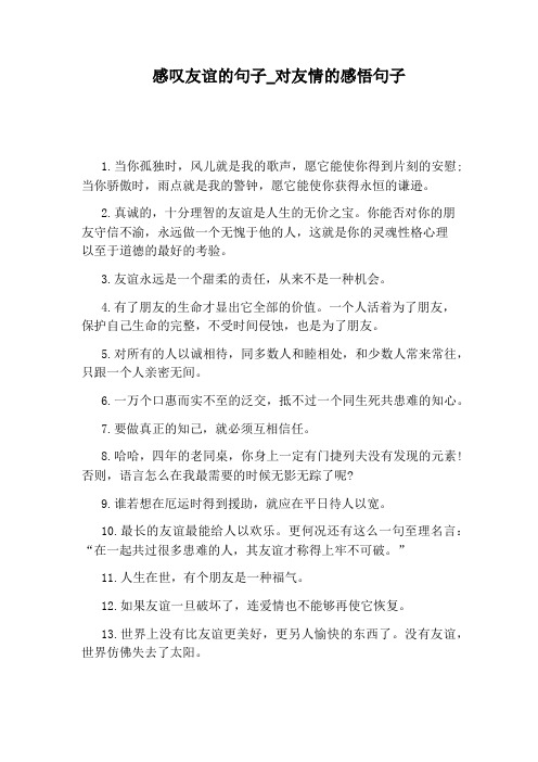 对友情的感悟句子