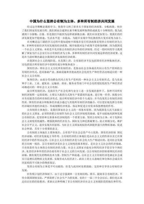 (完整word版)中国为什么坚持公有制为主体、多种所有制经济共同发展
