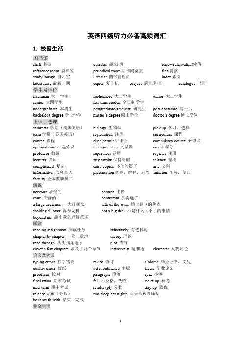 大学英语四级听力必备高频词汇