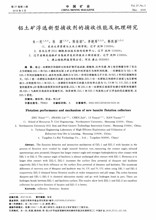 铝土矿浮选新型捕收剂的捕收性能及机理研究