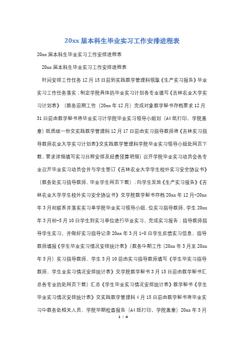 20xx届本科生毕业实习工作安排进程表
