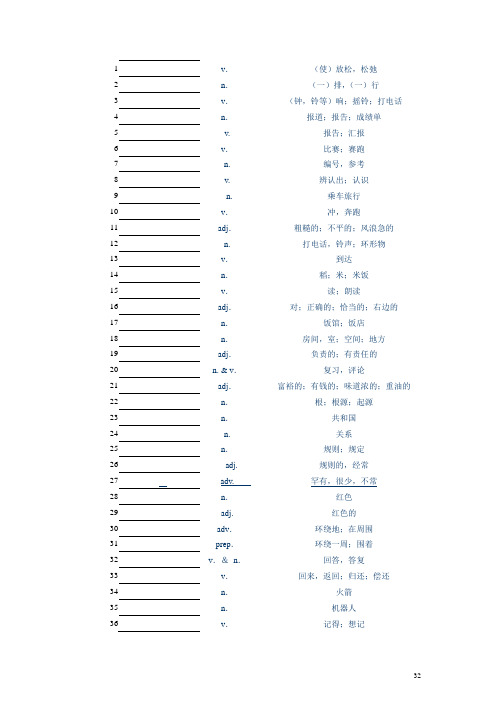 上海中考词汇表