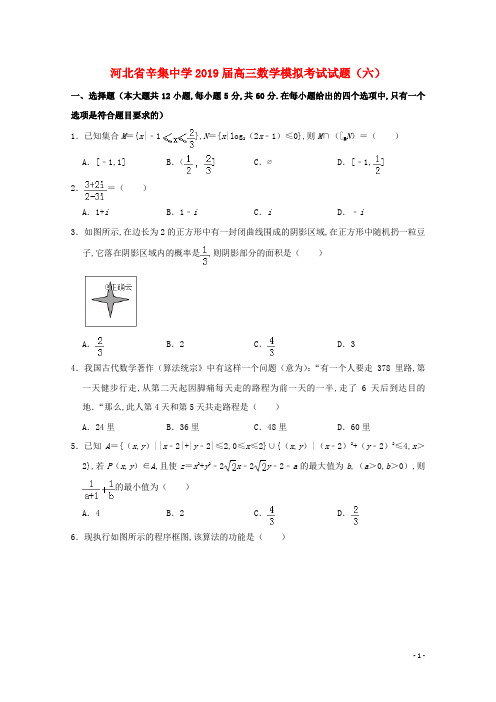 河北省辛集中学2019届高三数学模拟考试试题(六)