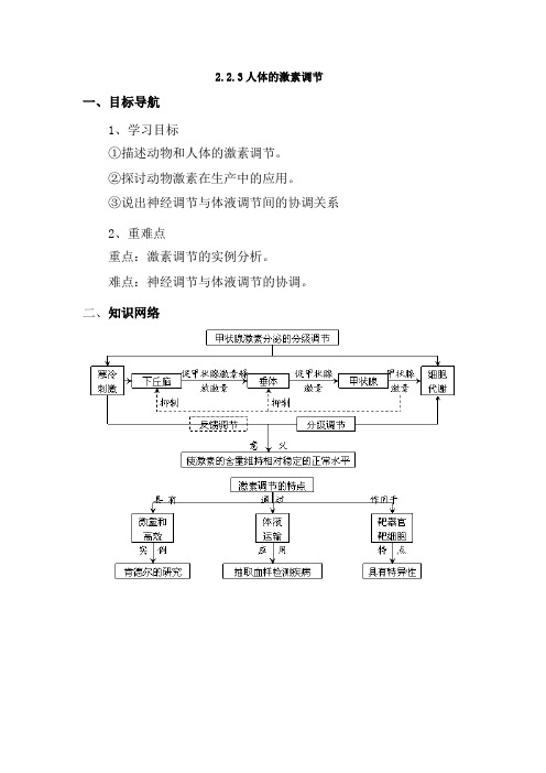 人体的激素调节学案