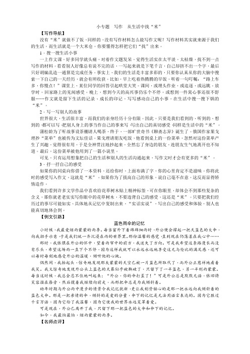 小专题 写作 从生活中找“米”