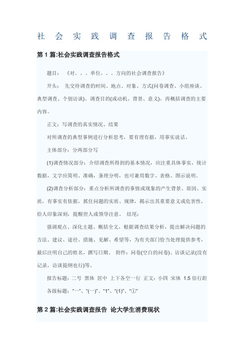 社会实践调查报告格式