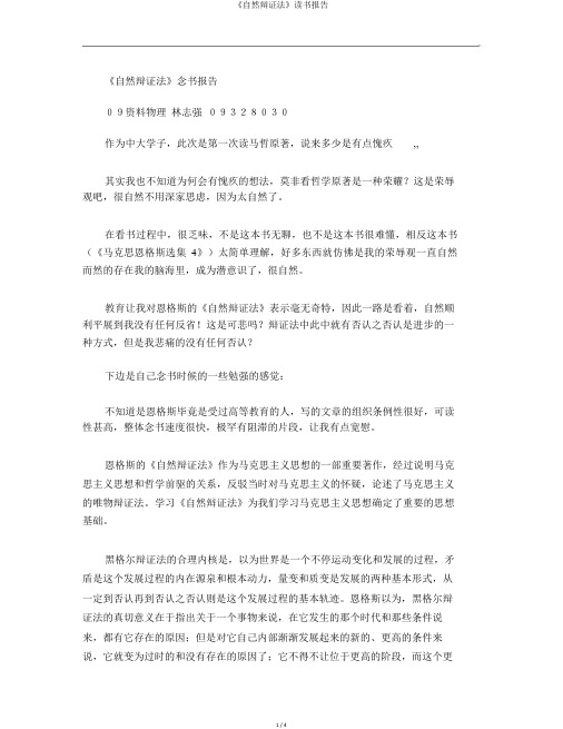《自然辩证法》读书报告