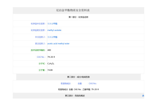 尼泊金甲酯-msds